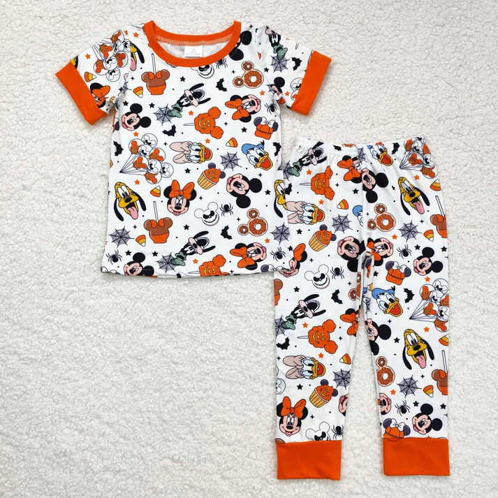 RTS NO MOQ Baby Girls Halloween Mouse Sibling Pajamas Clothes Sets