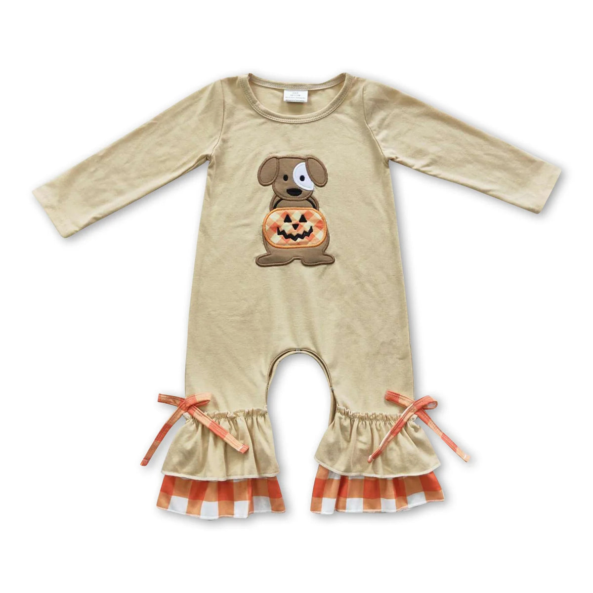 RTS NO MOQ Sibling Baby girls clothes embroidery pumpkin long-sleeved trousers suit & romper