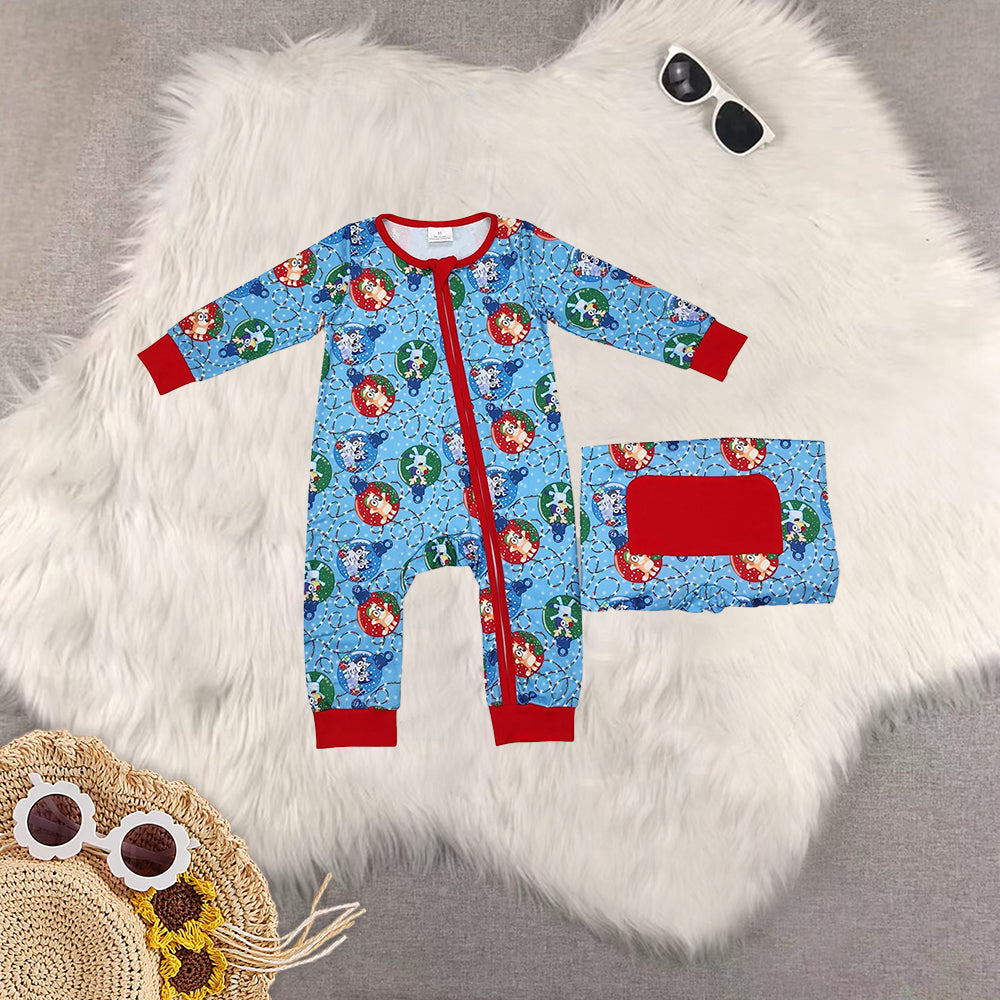 RTS NO MOQ Sibling Baby boys girls Christmas cartoon long-sleeved trousers suit & rompers
