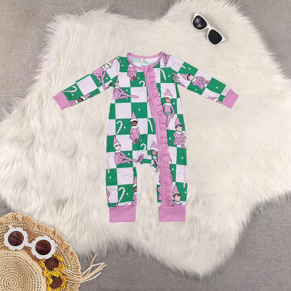 RTS NO MOQ Sibling Baby girls modal Christmas long-sleeved trousers suit & romper