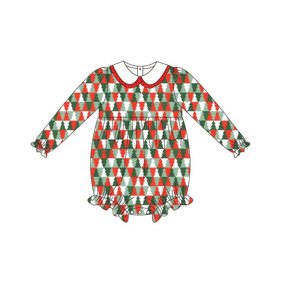 no moq LR2322 pre-order baby girl clothes Christmas trees long sleeve romper-2025.6.12
