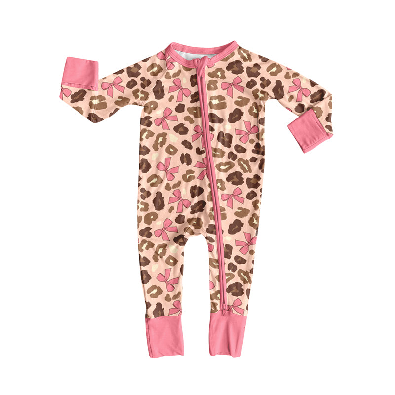 no moq LR2326 pre-order baby girl clothes camouflage bow pink long sleeve romper-2025.6.13