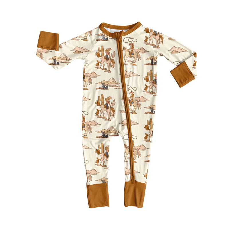 no moq LR2344 pre-order baby boy clothes riding horse long sleeve romper-2025.6.19