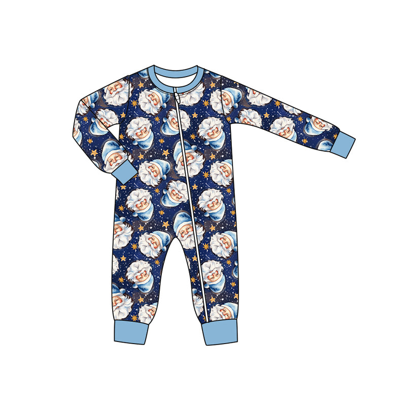 no moq LR2347 pre-order baby boy clothes Christmas blue long sleeve romper-2025.6.19