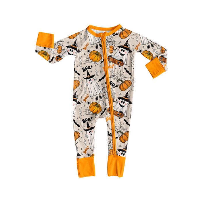 (Pre Order) No moq LR2494 pre-order baby boy clothes pumpkin long sleeve romper-2025.7.26