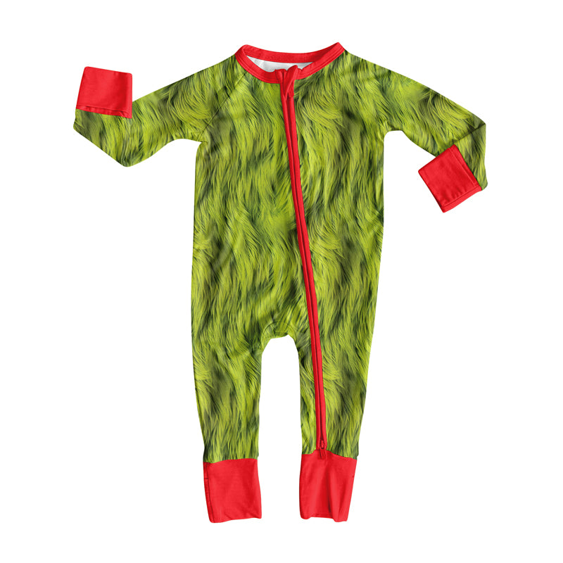 (Pre Order) No moq LR2498 pre-order baby boy clothes green long sleeve romper-2025.7.28