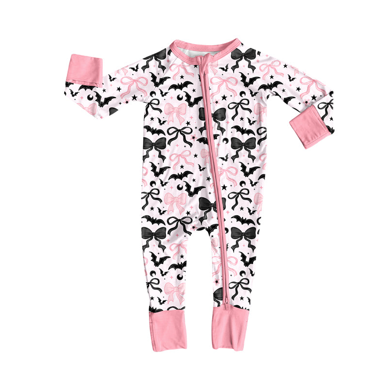 (Pre Order) No moq LR2536 pre-order baby girl clothes bat bow long sleeve romper-2025.8.6