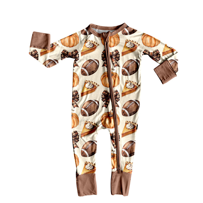 (Pre Order) No moq LR2546 pre-order baby girl clothes pumpkin bow long sleeve romper-2025.8.8
