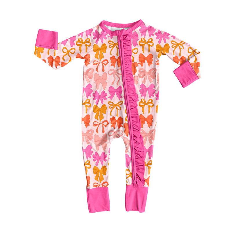 (Pre Order) No moq LR2567 pre-order baby girl clothes bow long sleeve romper-2025.8.12