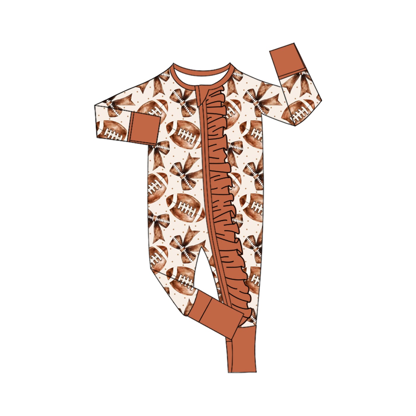 (Pre Order) No moq LR2572 pre-order baby girl clothes rugby bow long sleeve romper-2025.8.15