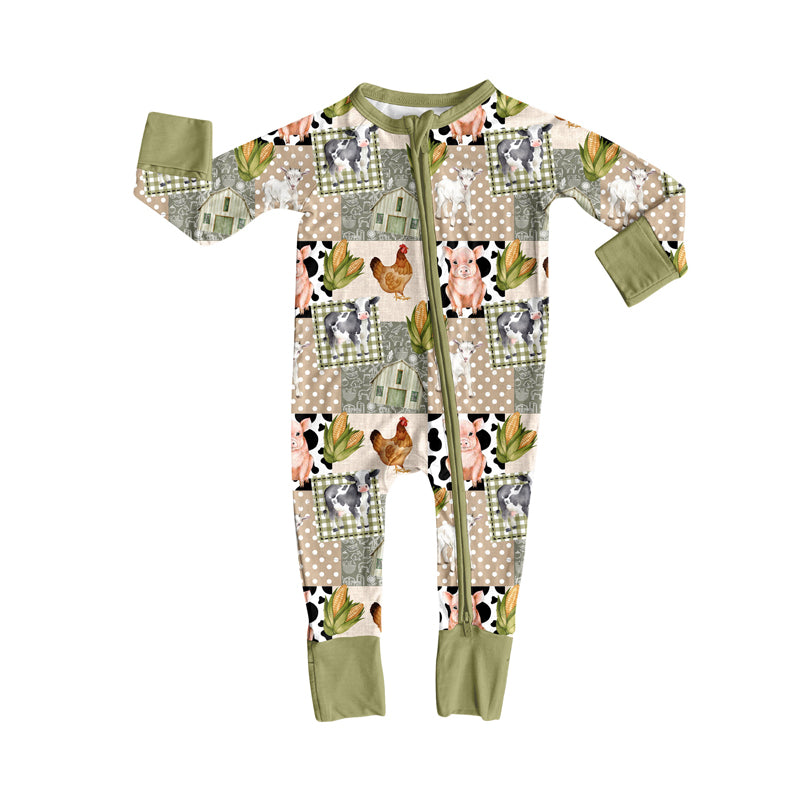 (Pre Order) No moq LR2629 pre-order baby boy clothes animal long sleeve romper-2025.9.4