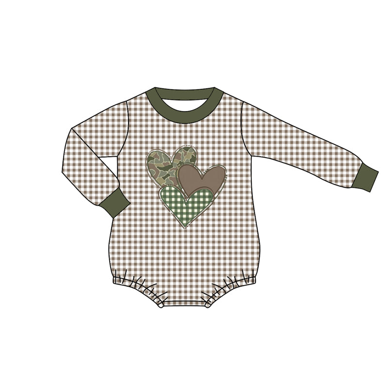 (Pre Order) No moq LR2662 pre-order baby boy clothes camouflage love long sleeve romper-2025.9.10