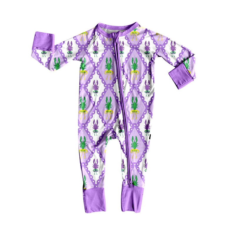 (Pre Order) No moq LR2667 pre-order baby girl clothes purple long sleeve romper-2025.9.10