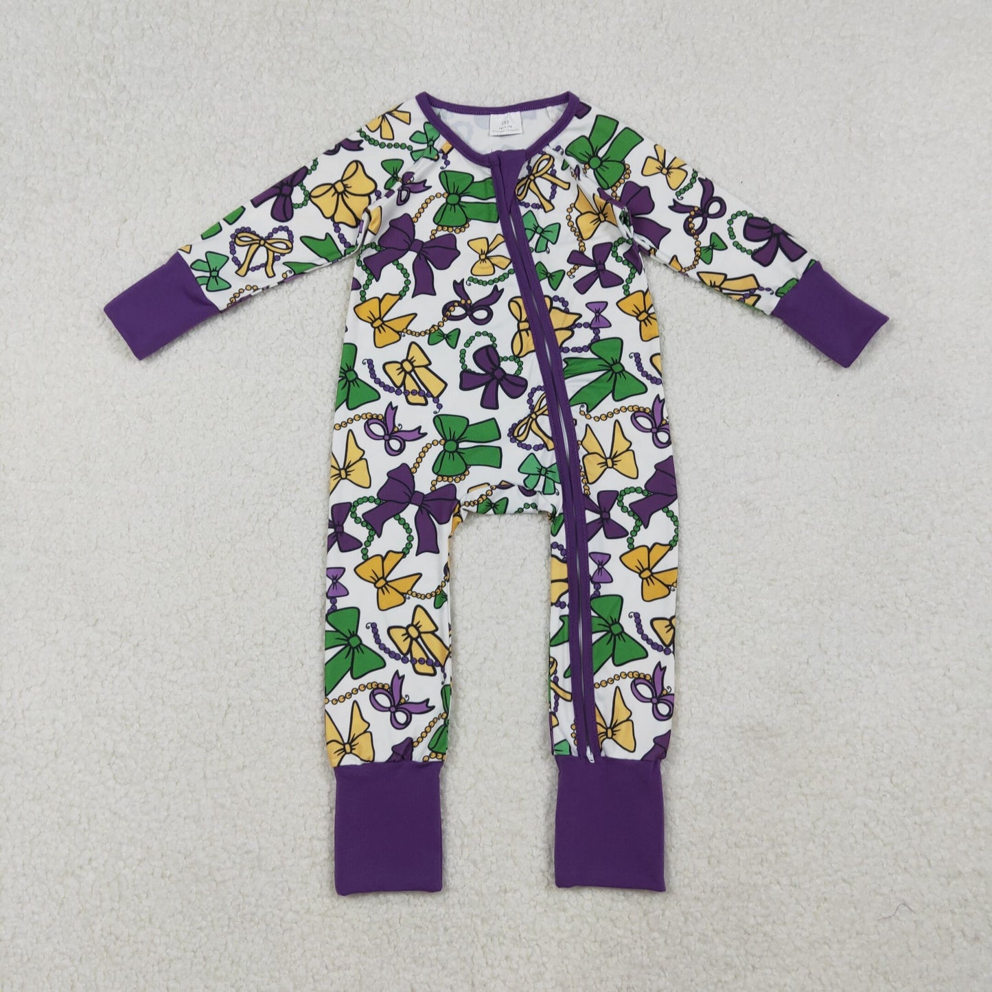 RTS NO MOQ Sibling Baby boy clothes mardi gras long sleeve Rompers Mixed Sizes