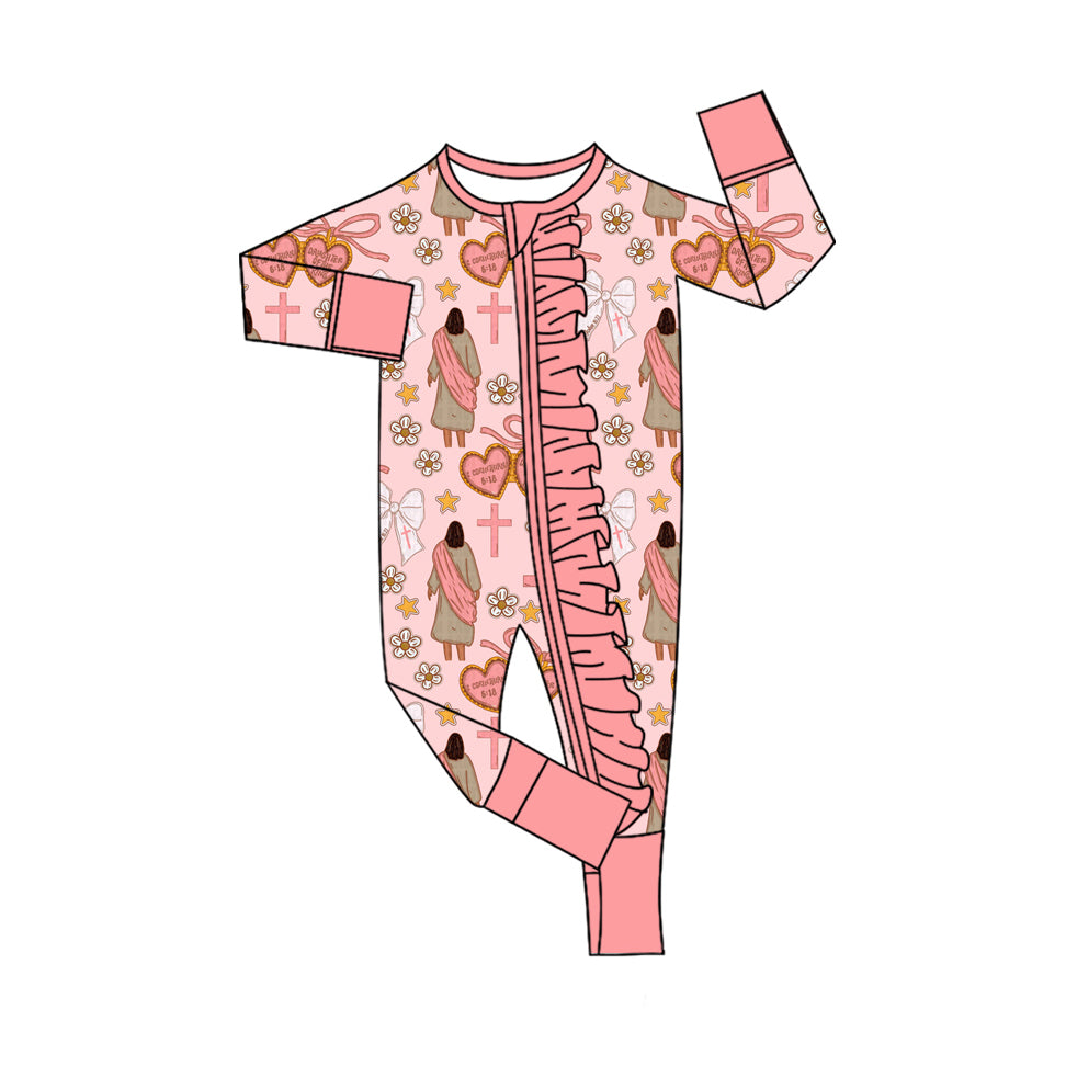 (Pre Order) No moq LR2697 pre-order baby girl clothes love bow long sleeve romper-2025.9.19