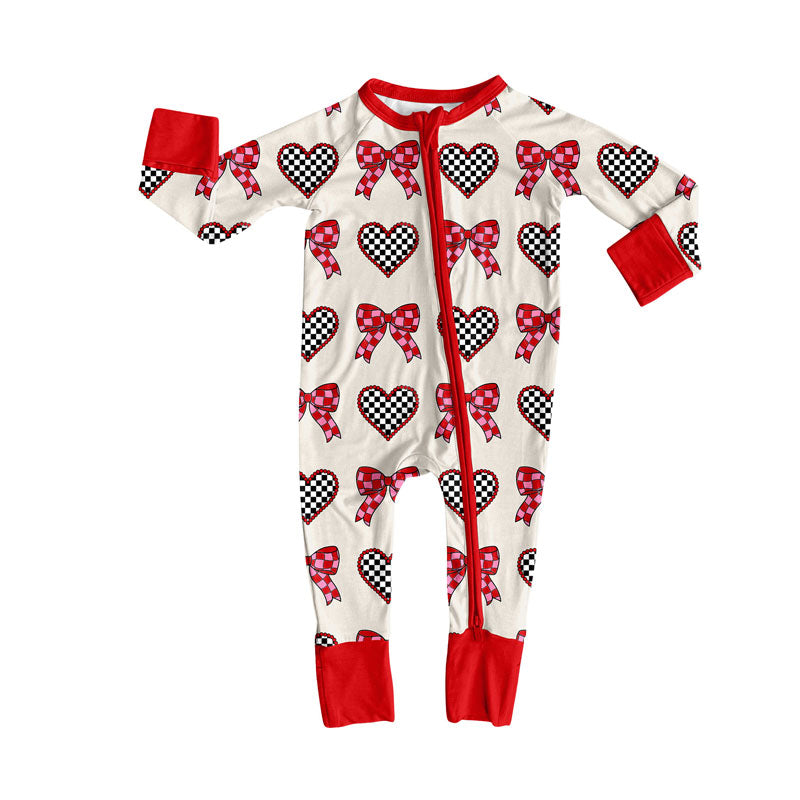 (Pre Order) No moq LR2703 pre-order baby girl clothes love bow long sleeve romper-2025.9.20
