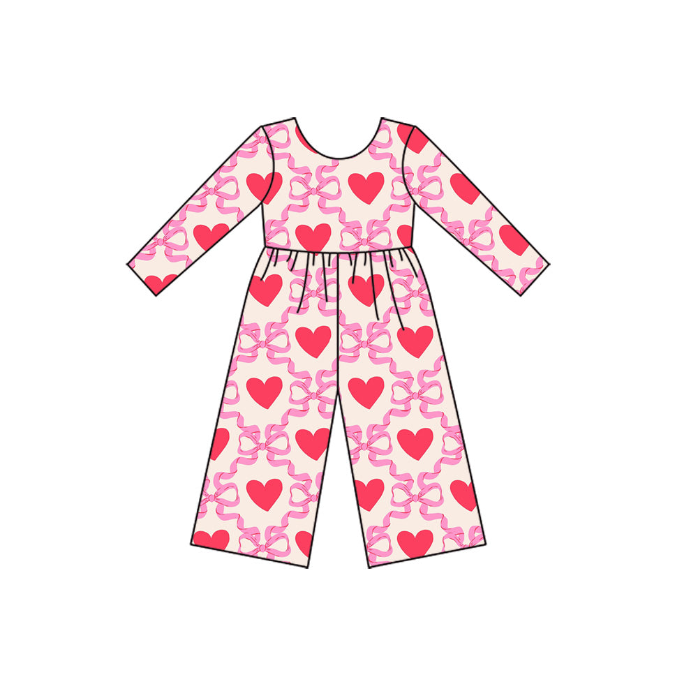 (Pre Order) No moq LR2710 PRE-ORDER baby girl clothes bow love long sleeve jumpsuit-2025.9.23