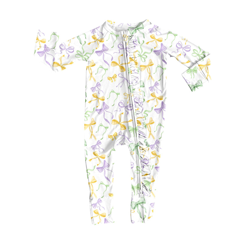 (Pre Order) No moq LR2736 pre-order baby girl clothes bow long sleeve romper-2025.9.25