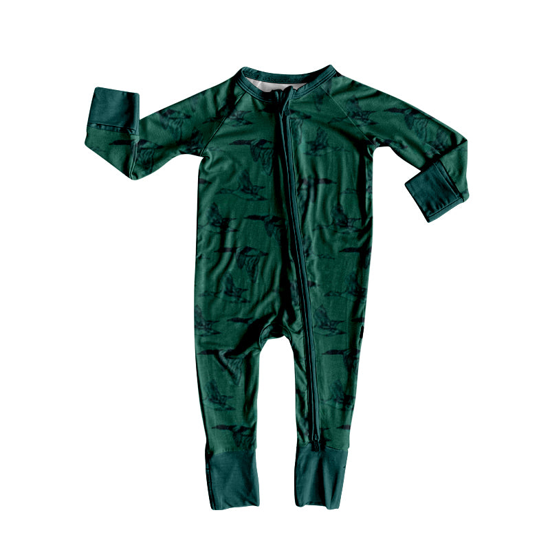 (Pre Order) No moq LR2745 pre-order baby boy clothes duck green long sleeve romper-2025.9.29