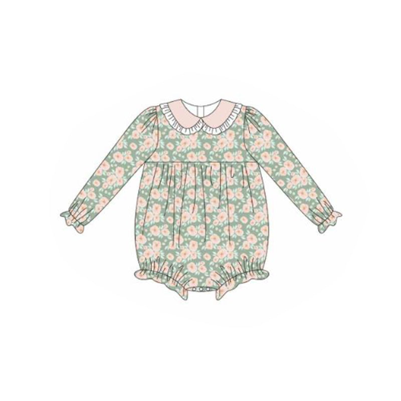 (Pre Order) No moq LR2821 pre-order baby girl clothes floral long sleeve romper-2025.10.20
