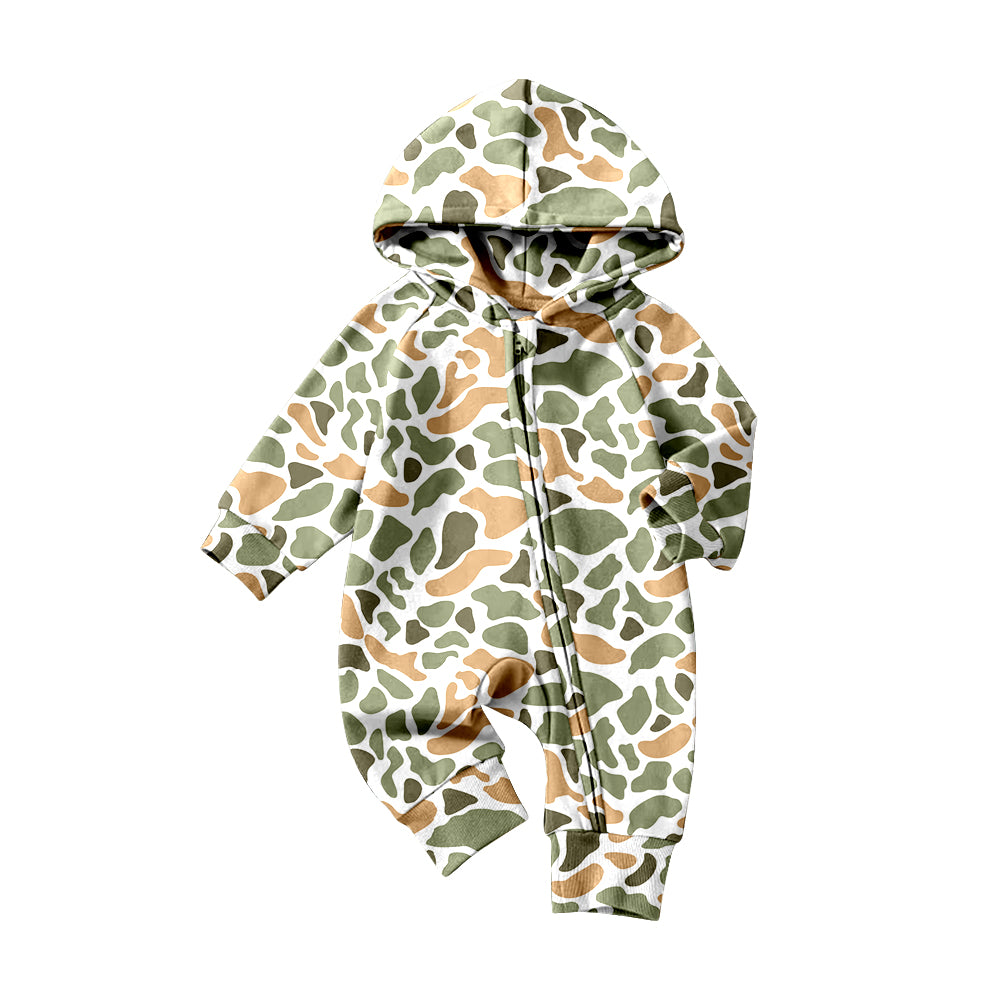 (Pre Order) No moq LR2824 pre-order baby boy clothes camouflage hooded long sleeve romper-2025.10.20