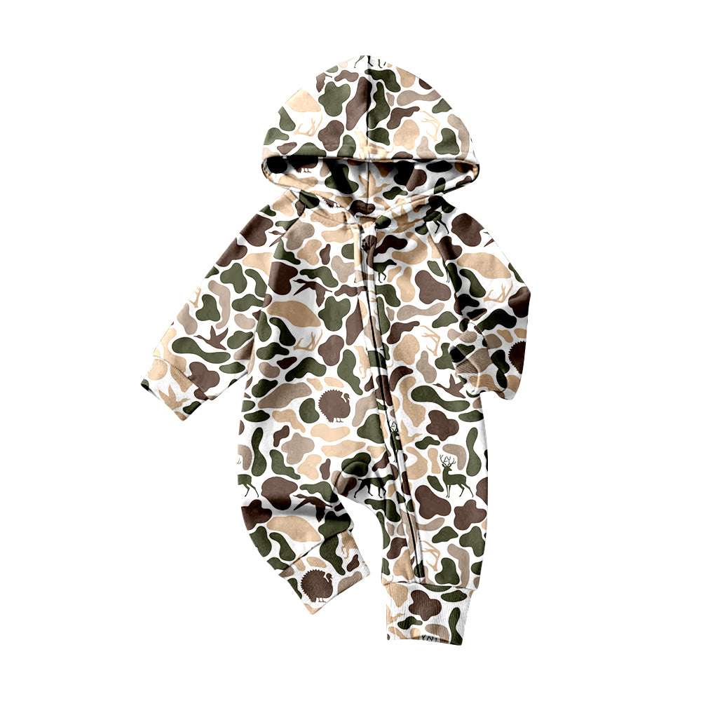 (Pre Order) No moq LR2825 pre-order baby boy clothes camouflage hooded long sleeve romper-2025.10.20