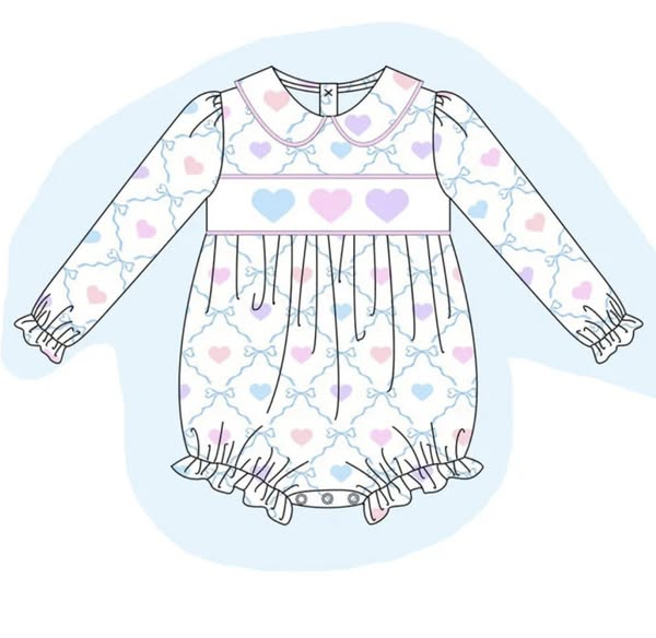 (Pre Order) No moq LR2833 pre-order baby girl clothes love long sleeve romper-2025.10.21