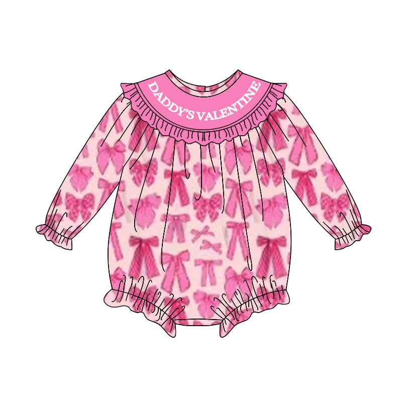 (Pre Order) No moq LR2842 pre-order baby girl clothes bow long sleeve romper-2025.10.24