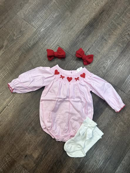 (Pre Order) No moq LR2860 pre-order baby girl clothes bow love long sleeve romper-2025.10.30