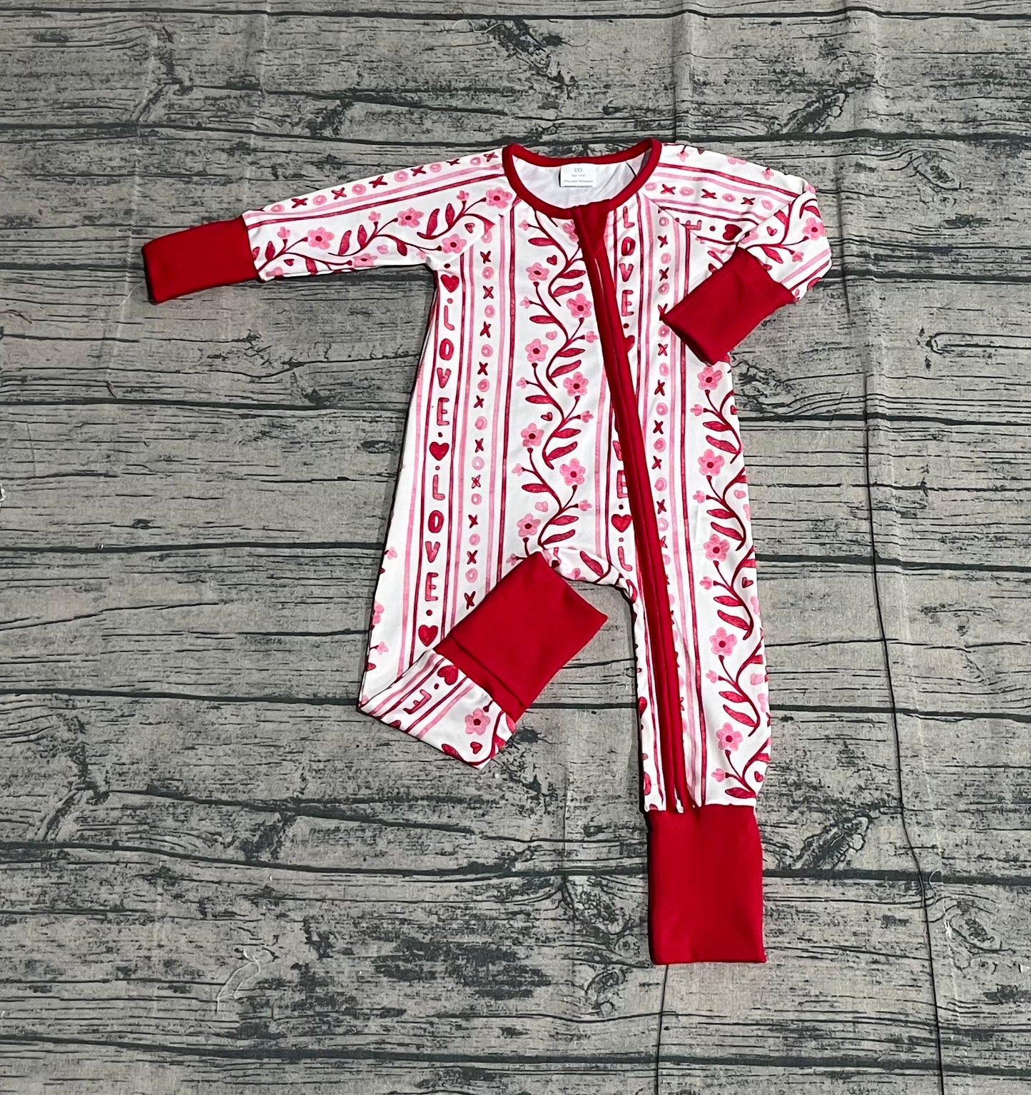 (Pre Order) No moq LR2884 pre-order baby girl clothes xoxo love long sleeve romper-2025.11.20