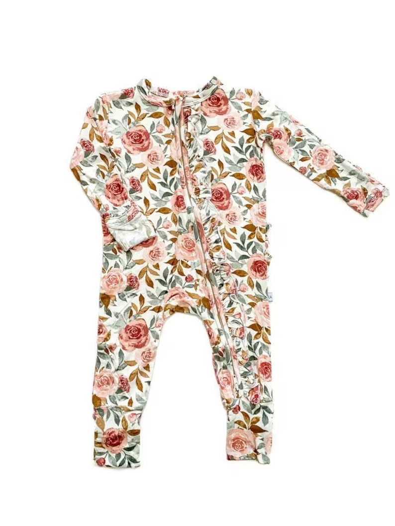 (Pre Order) No moq LR2885 pre-order baby girl clothes floral long sleeve romper-2025.11.5