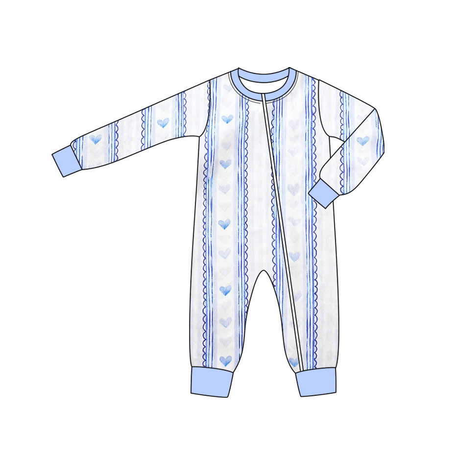 (Pre Order) No moq LR2923 pre-order baby boy clothes love blue long sleeve romper-2025.11.15