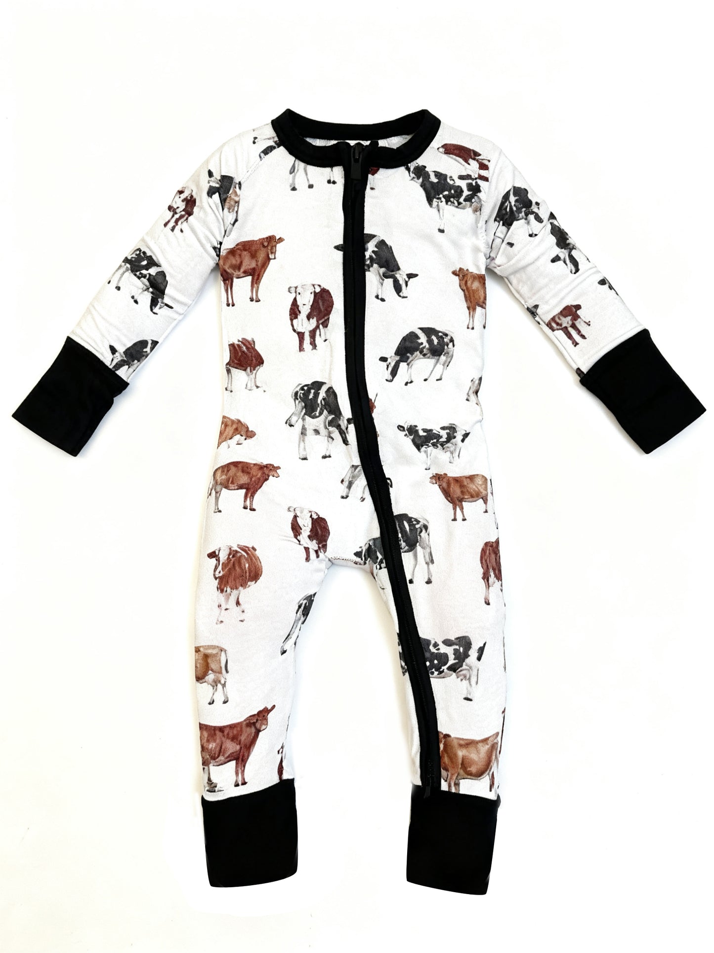 (Pre Order) No moq LR2930 pre-order baby boy clothes cow horse long sleeve romper-2025.11.18