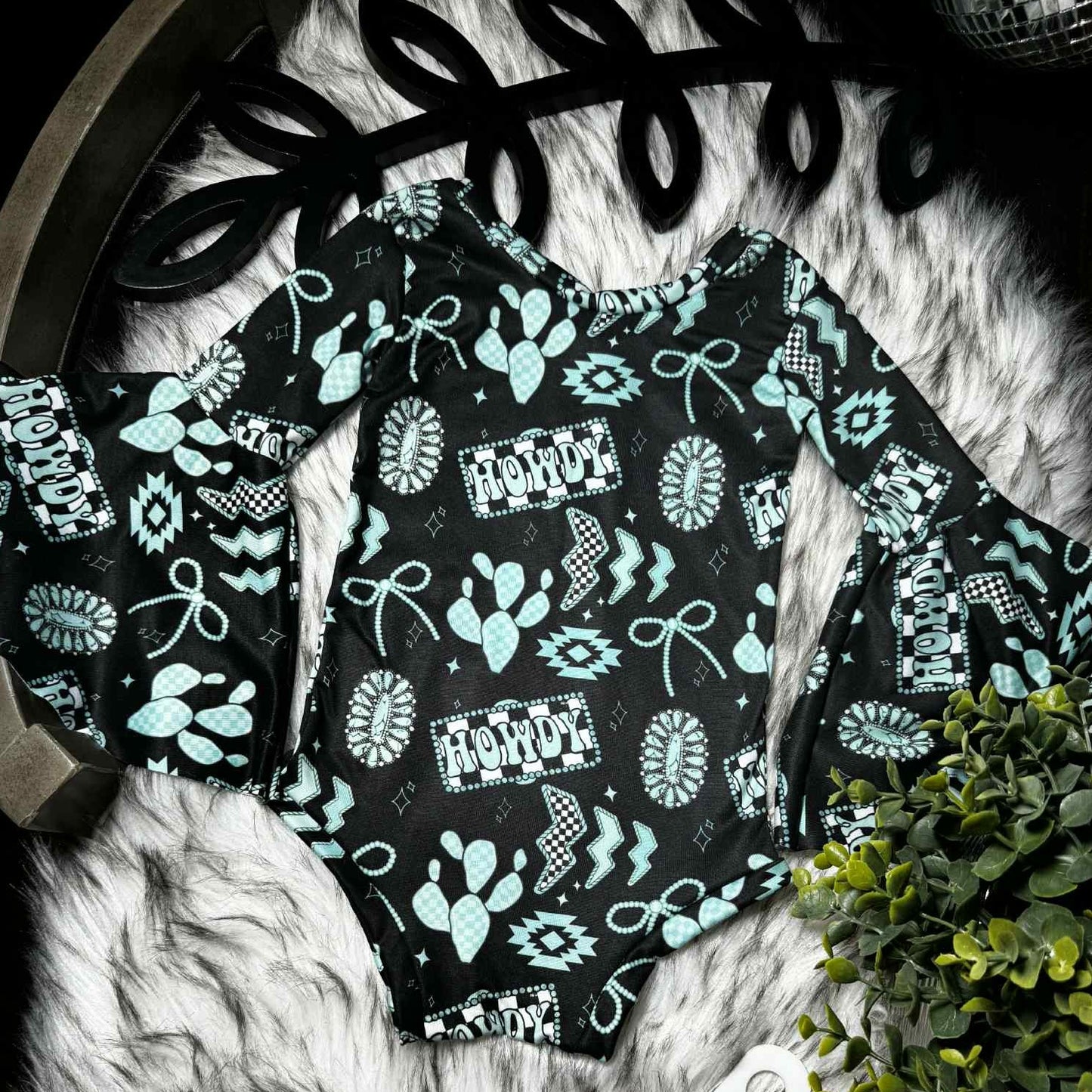 (Pre Order) No moq LR2946 pre-order baby girl clothes howdy long sleeve romper-2025.11.26