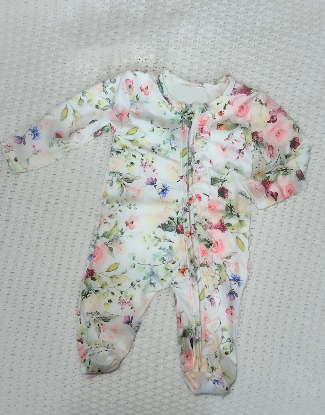 (Pre Order) No moq pre-order baby girl clothes floral long sleeve romper-2025.12.5