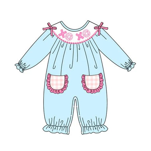 (Pre Order) No moq pre-order baby girl clothes XOXO love long sleeve romper-2025.12.6