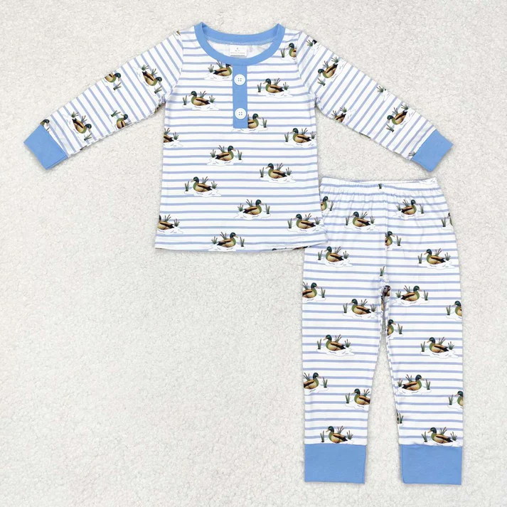 RTS NO MOQ Children Hunting Ducks Shirt Pants Sibling Pajamas Clothes Sets girls and boys pajamas