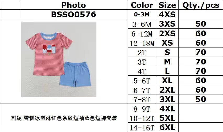RTS NO MOQ BSSO0576 Summer striped flag short-sleeved trousers suit