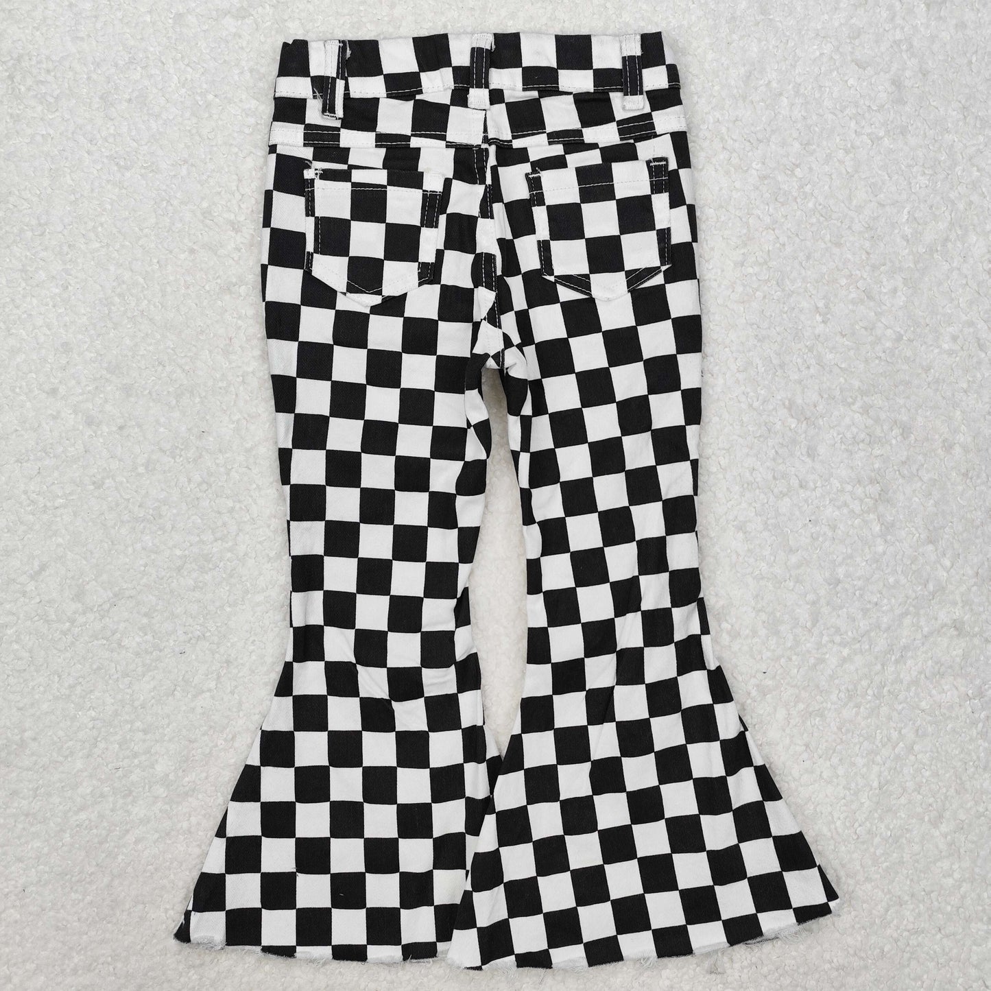 RTS NO MOQ(In Stock) P0349 Black and white plaid denim trousers