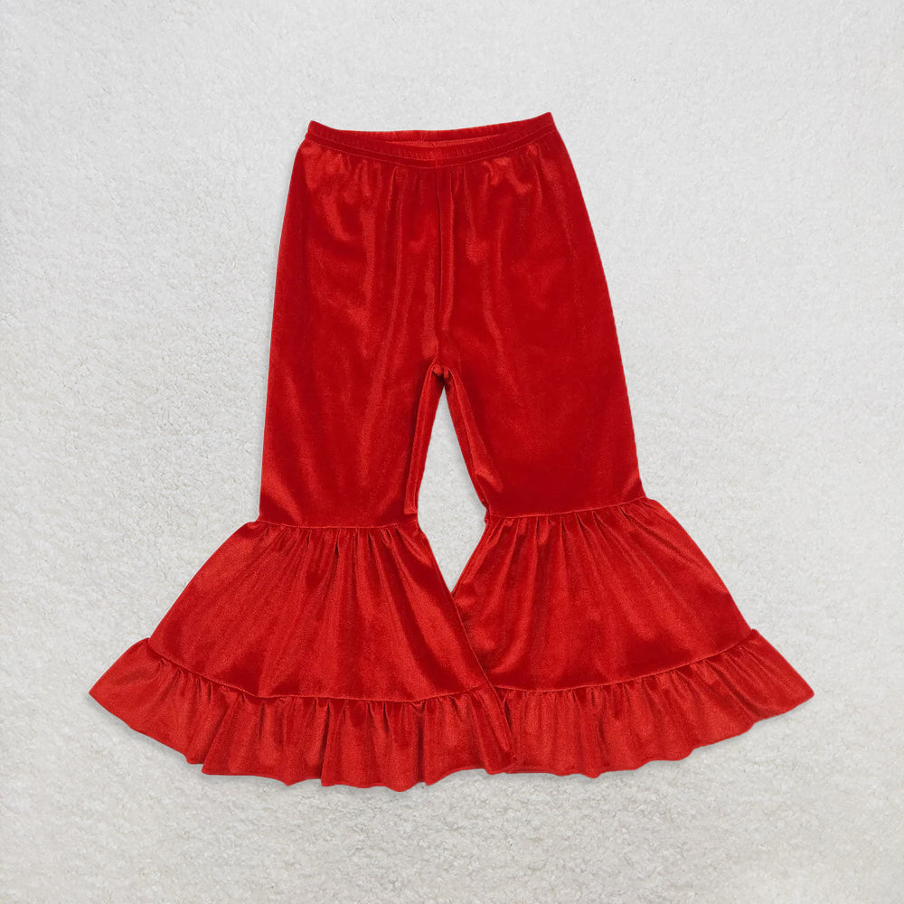 RTS NO MOQ(In Stock) Red and Green Bow Pattern Plush Zippered Long-Sleeved Top Red Lace Pants sets and top and pants