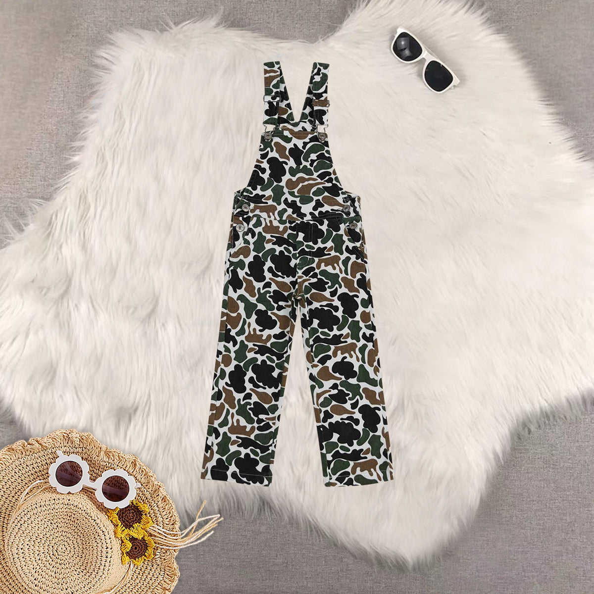 RTS NO MOQ Sibling baby girl clothes cow print camouflage denim overbell