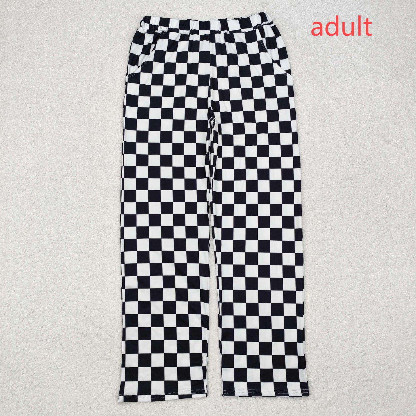 RTS NO MOQ(In Stock) P0647 Adult female black and white plaid trousers
