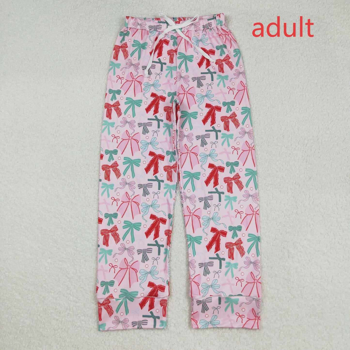 RTS NO MOQ(In Stock) P0766 Adult women's pink pantsuit with a bow pattern