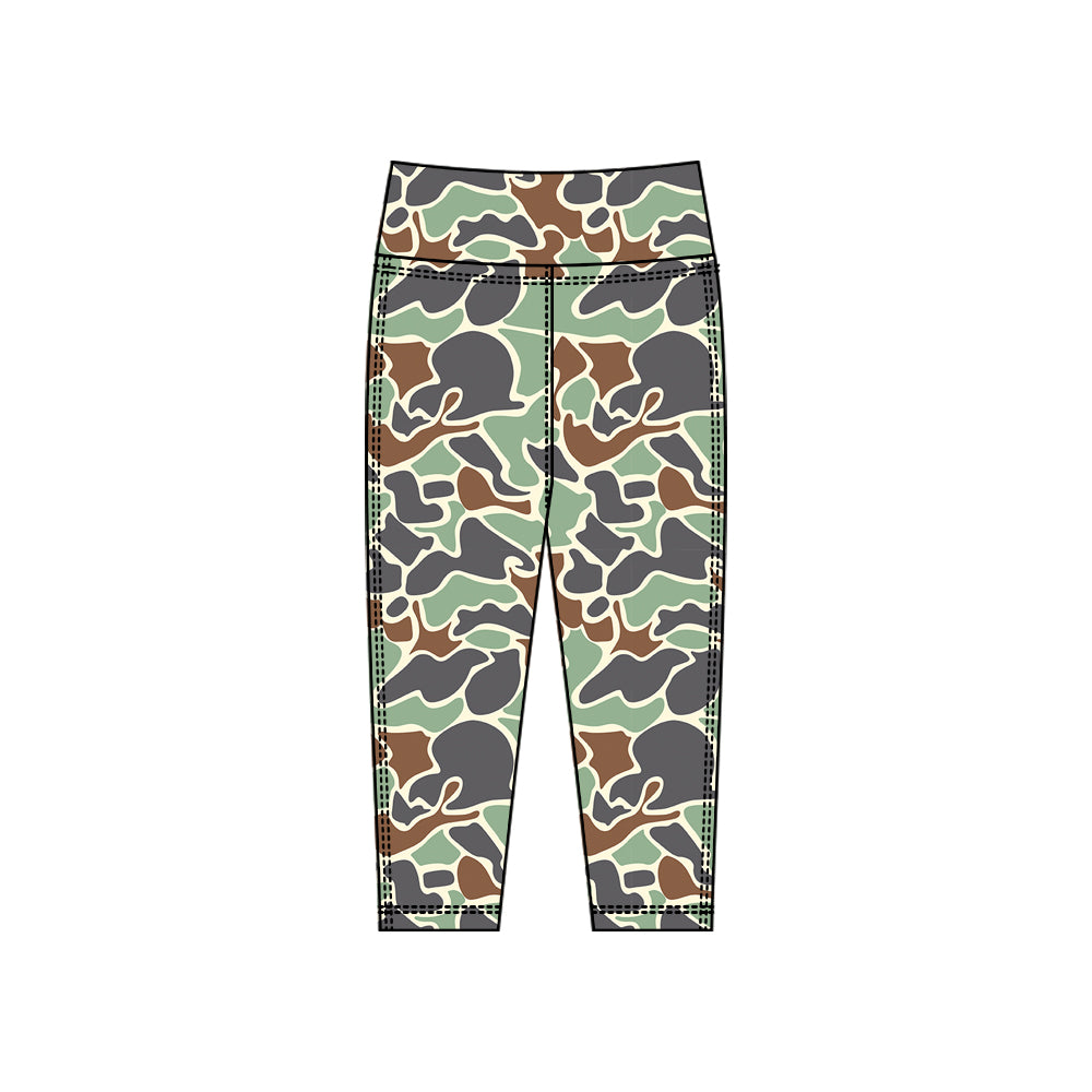 (Pre Order) No moq P0913 pre-order toddler girl clothes yoga camouflage long pant-2025.10.15