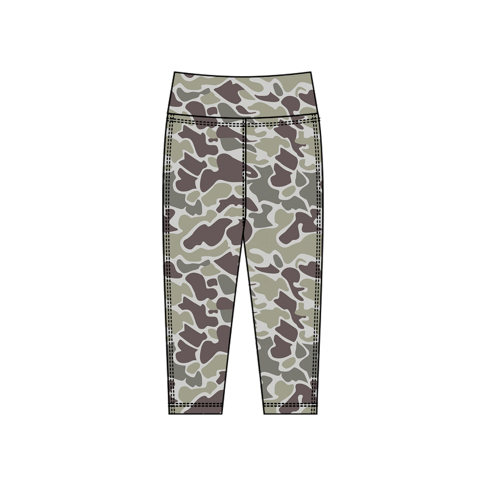 (Pre Order) No moq P0914 pre-order toddler girl clothes yoga camouflage long pant-2025.10.15
