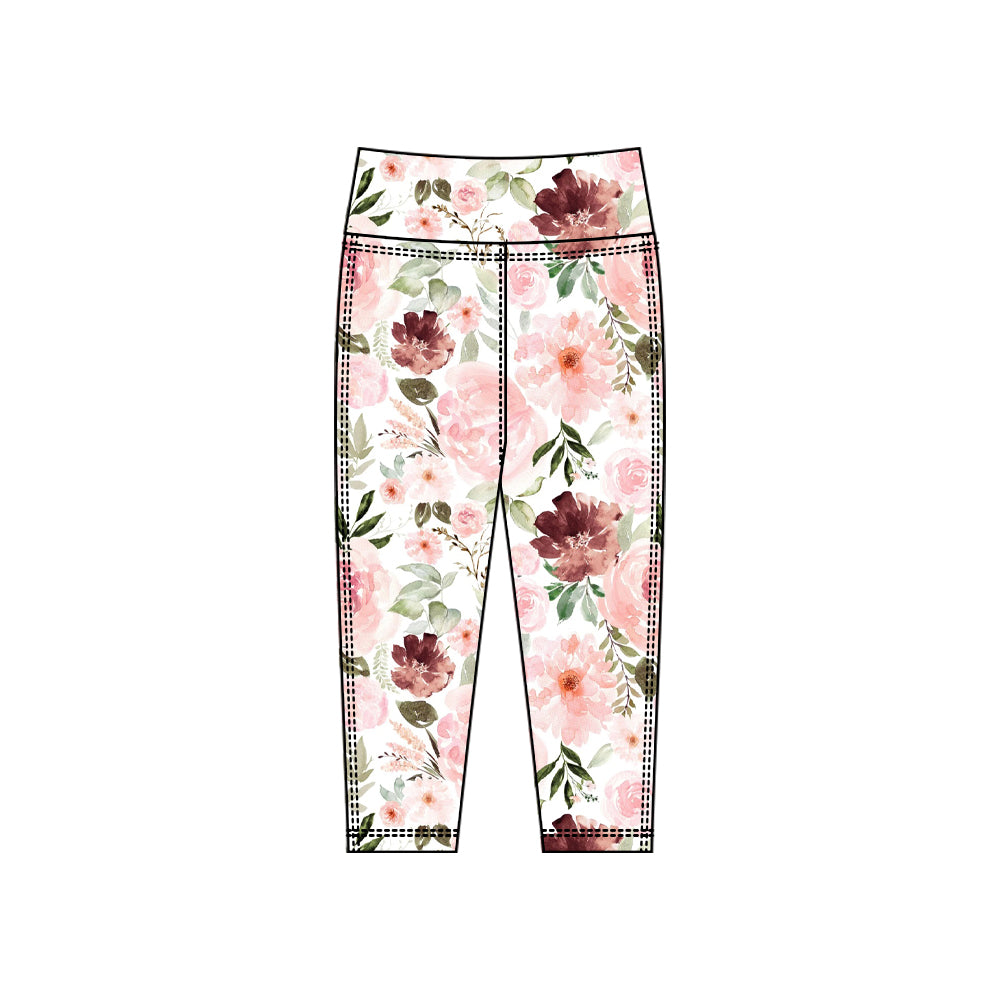 (Pre Order) No moq P0915 pre-order toddler girl clothes yoga floral long pant-2025.10.15