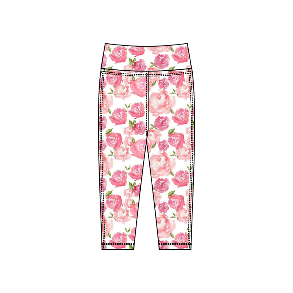 (Pre Order) No moq P0920 pre-order toddler girl clothes yoga floral long pant-2025.10.15