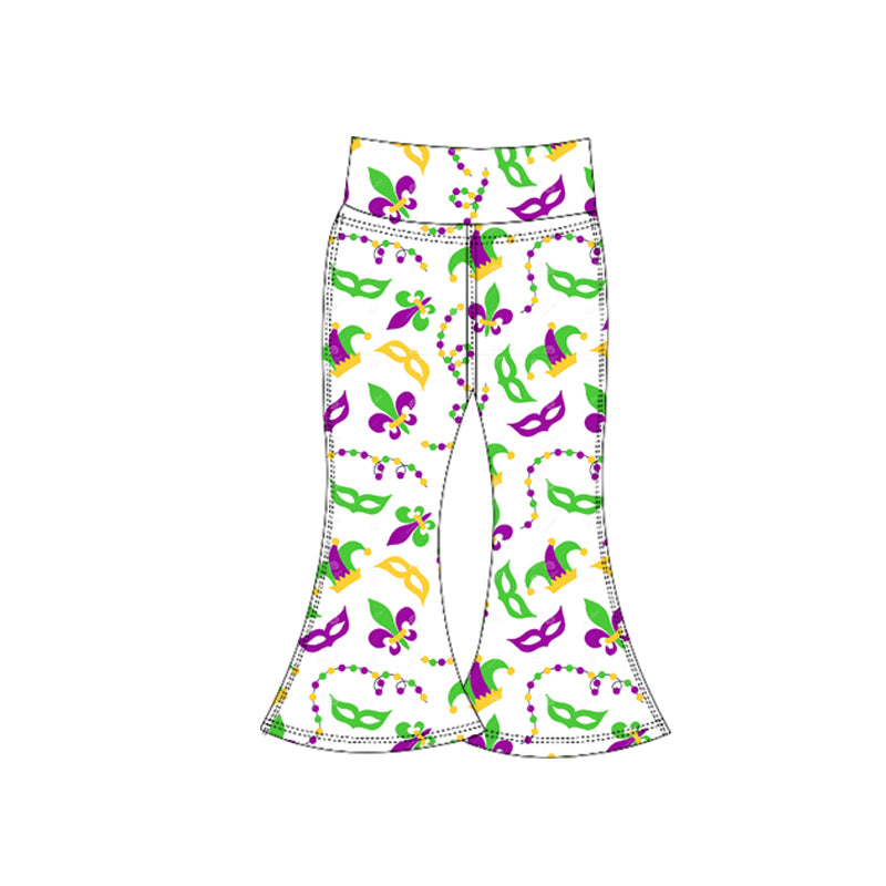 (Pre Order) No moq P0933 pre-order toddler girl clothes yoga mardi gras long pant-2025.10.16