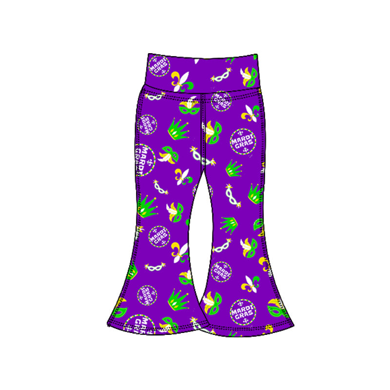 (Pre Order) No moq P0940 pre-order toddler girl clothes yoga mardi gras long pant-2025.10.16