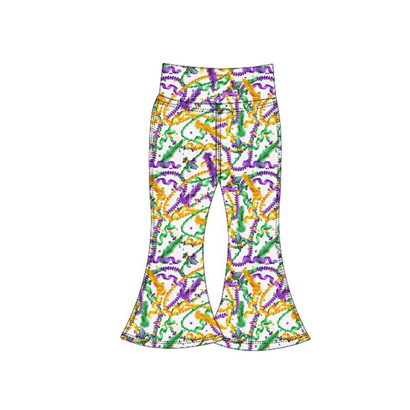 (Pre Order) No moq P0941 pre-order toddler girl clothes yoga mardi gras long pant-2025.10.16